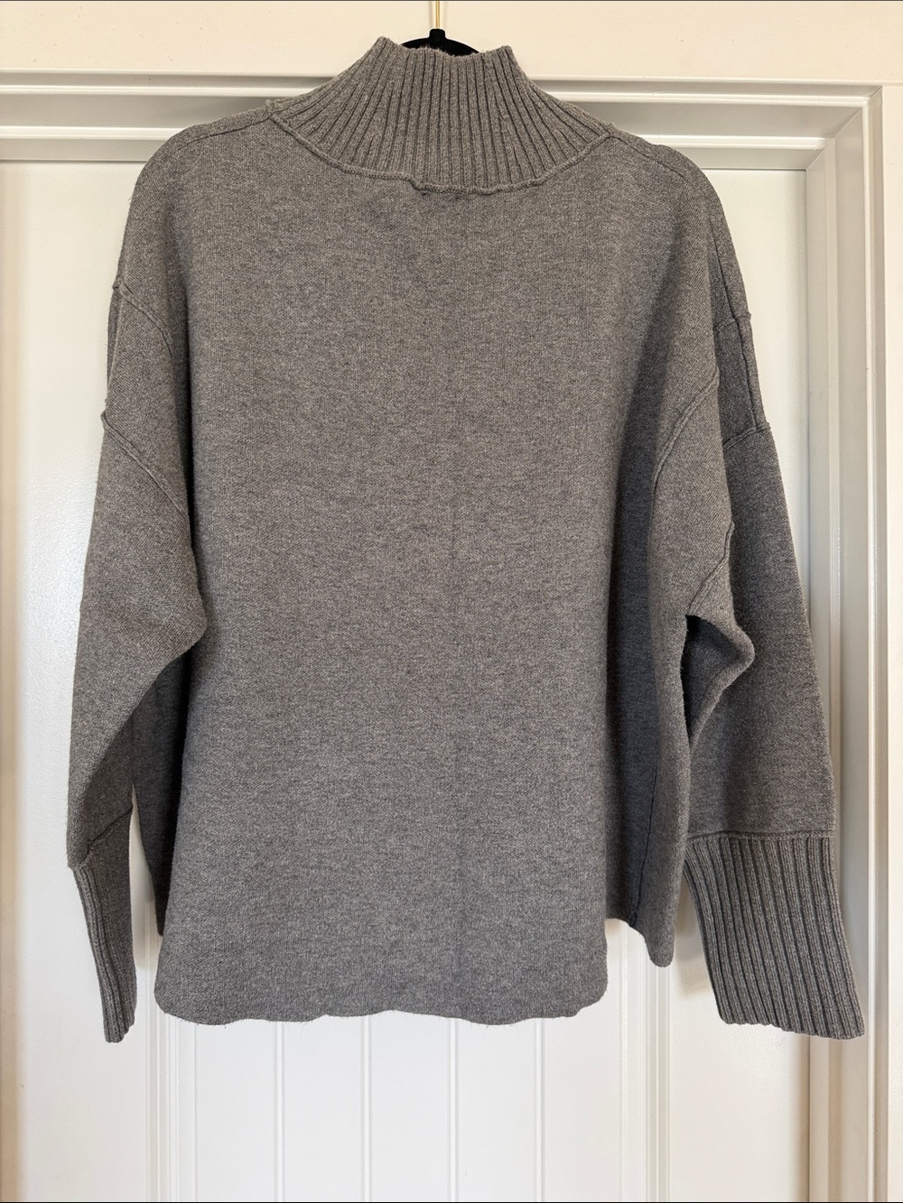 Anthropologie Maeve Carys Gray Mock Neck Sweater Size Large Slouchy Soft - Picture 3 of 6